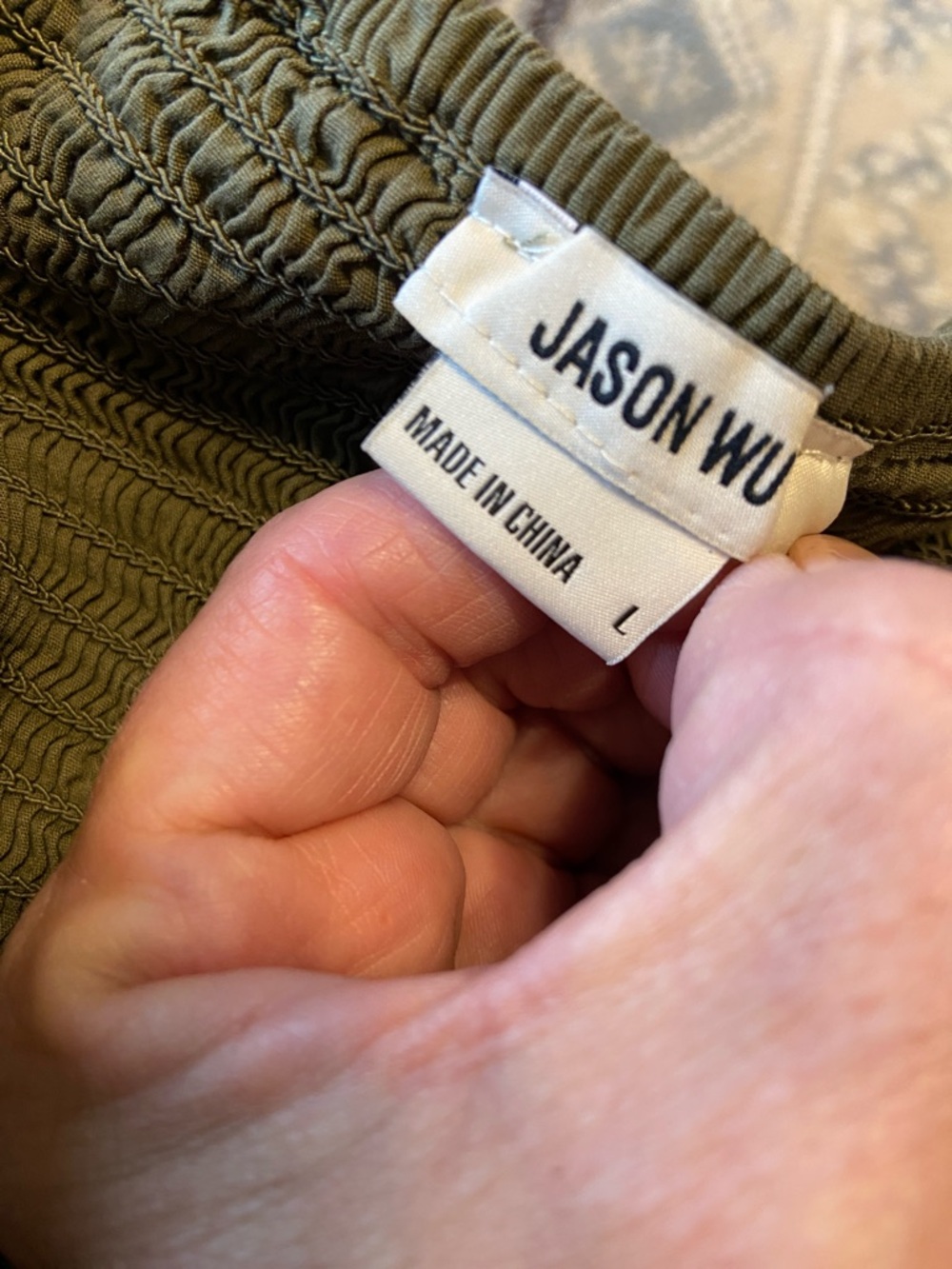 Jason Wu Princess Puff Shoulder Chic Versatile Crop Top Olive Green Size Large - Picture 7 of 11